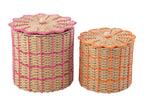 J-Line mand - papier - oranje/roze - set van 2