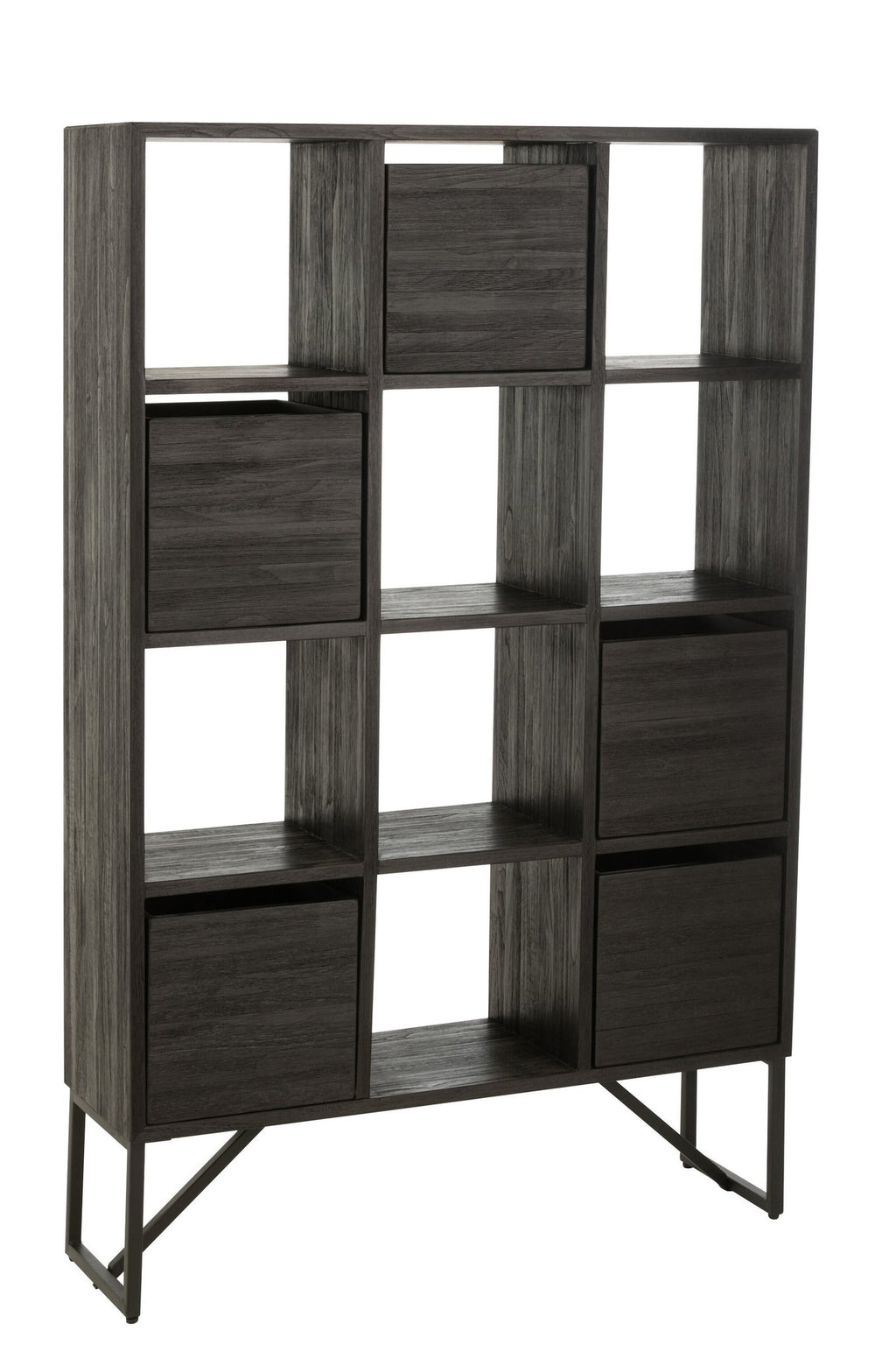 J-Line kast Met Lades - gerecycleerd hout - zwart