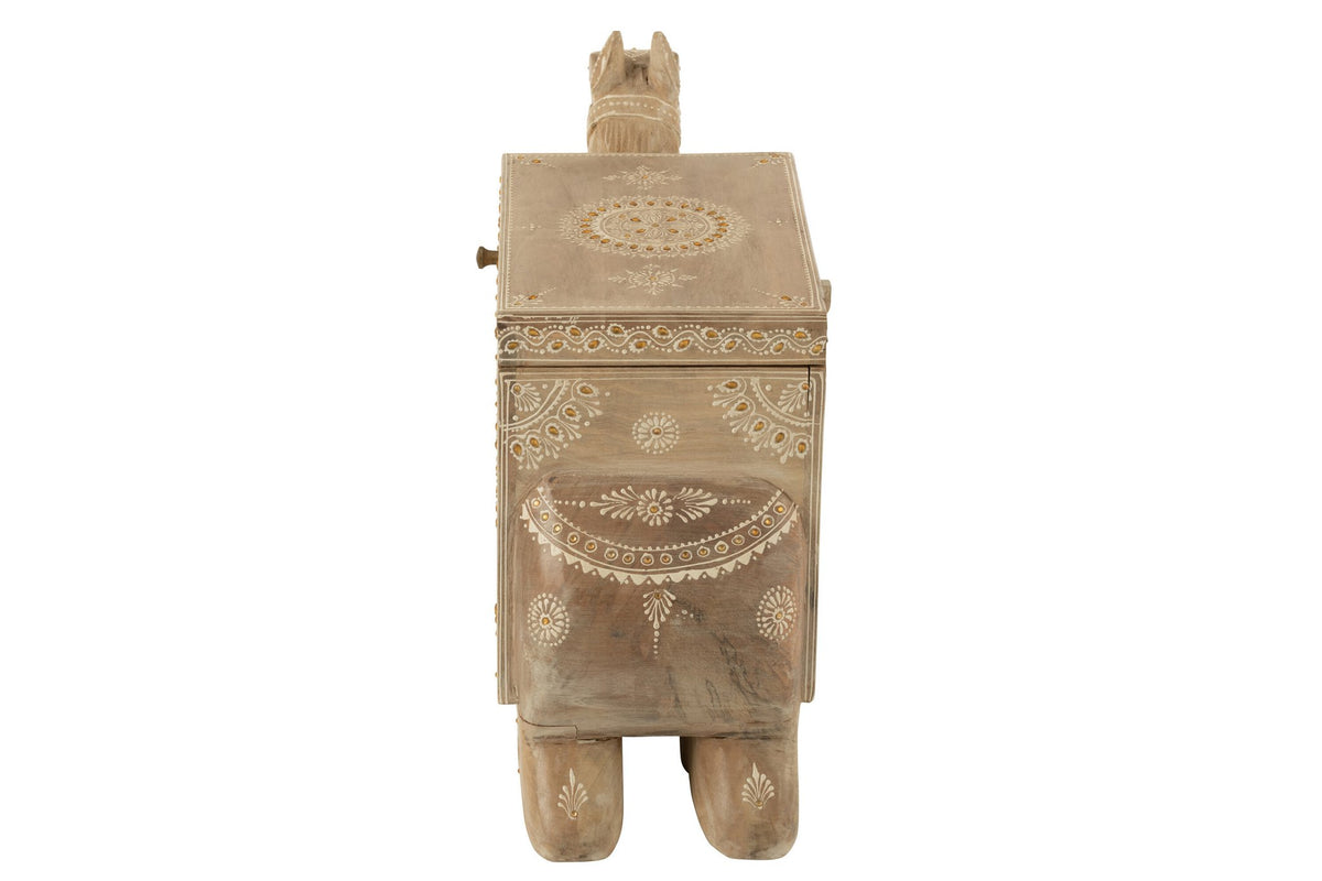 J-Line Koffer Kameel Mango Hout Naturel/Wit
