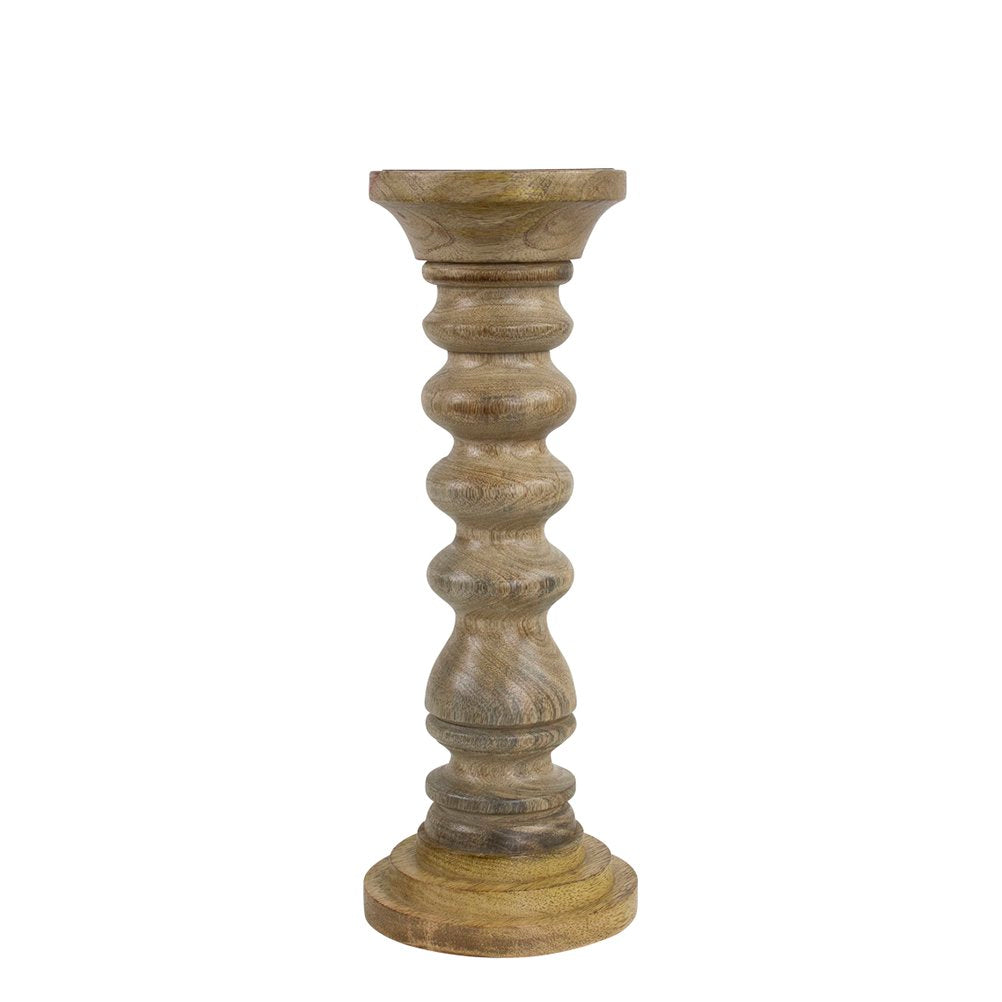 Kandelaar mango hout ribbel 30cm