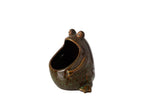 J-Line bloempot Kikker - steengoed - groen/bruin - small
