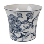 Bloempot Ø 16x13 cm Wit Blauw Keramiek