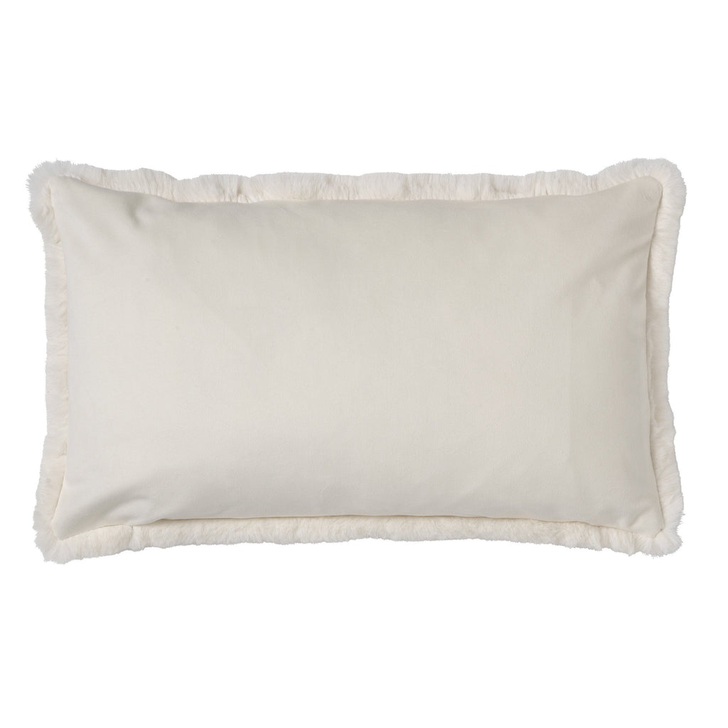 Dutch Decor Zaya - Kussen 30x50 cm - Imitatiebont look - Sneeuwwitje - Wit