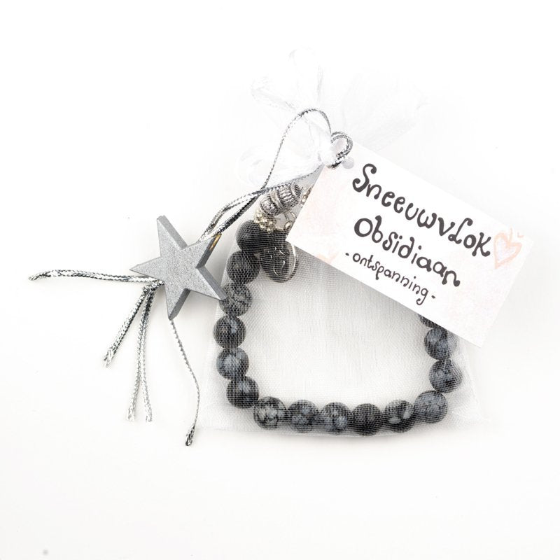 Sneeuwvlok Obsidiaan armband