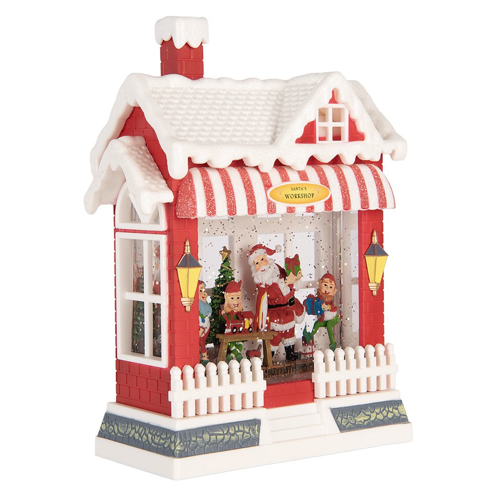 Kerstdecoratie met LED-verlichting en muziek Huis 18x9x26 cm / 3xAA Rood Kunststof
