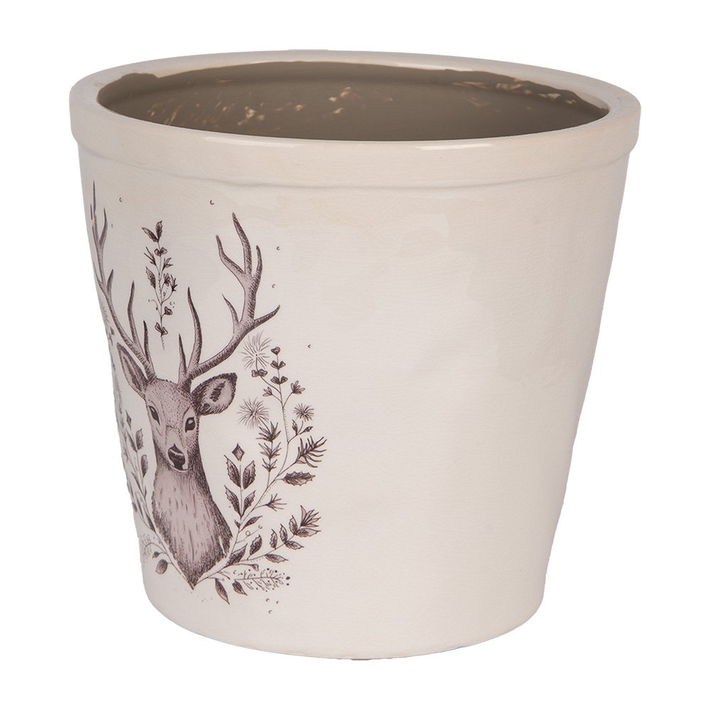 Bloempot Ø 21x20 cm Beige Keramiek Hert