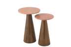 J-Line bijzettafel Rond Marmer - hout - terracotta/bruin - set van 2