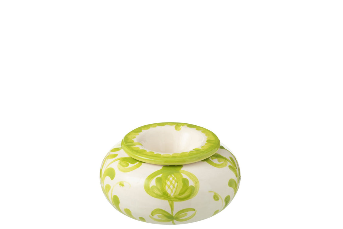 J-Line asbak Granada - keramiek - wit/groen - large