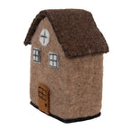 Decoratie Beeld Huis 12x7x14 cm Bruin Vilt