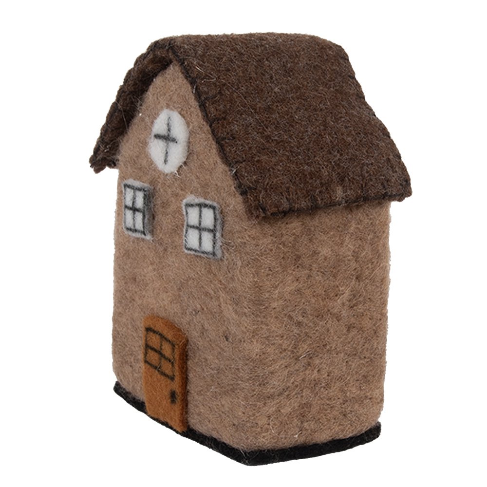 Decoratie Beeld Huis 12x7x14 cm Bruin Vilt