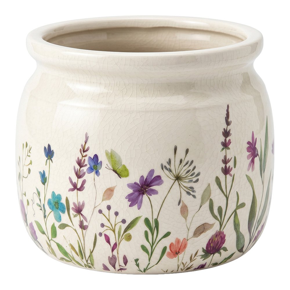 Bloempot Beige Keramiek Bloemen