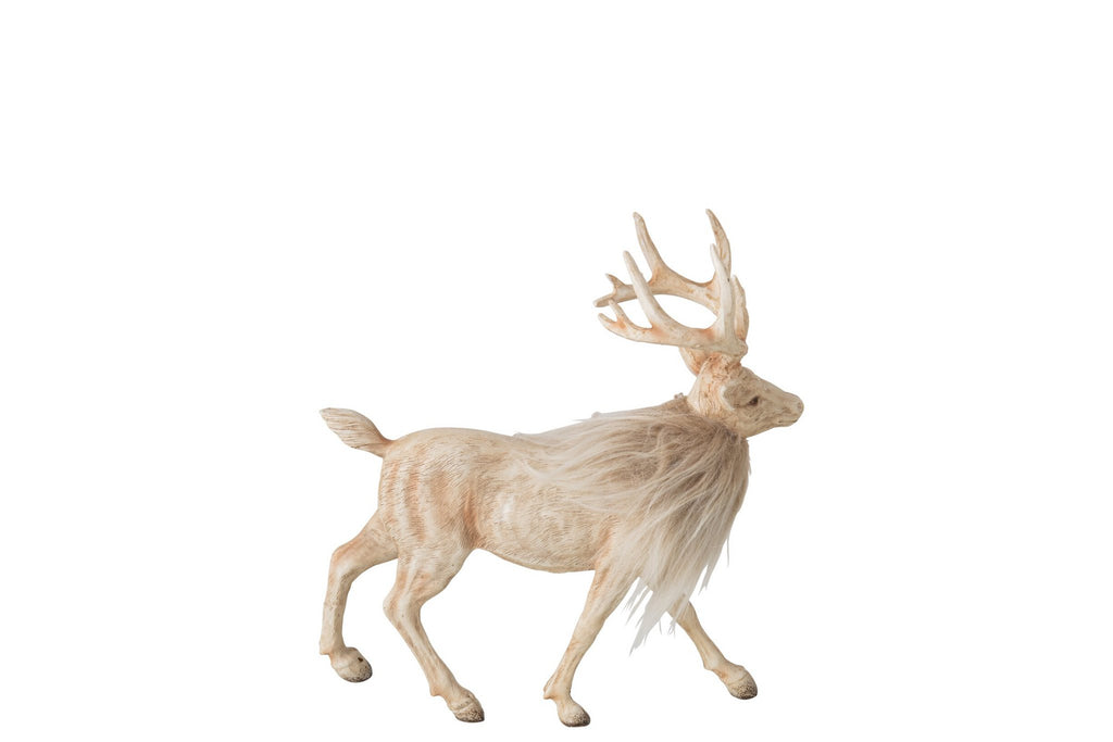 J-Line decoratie Rendier - polyresin - lichtbeige - small