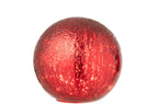 J-Line decoratie Bal Gekraakt - glas - kerstrood - L - LED