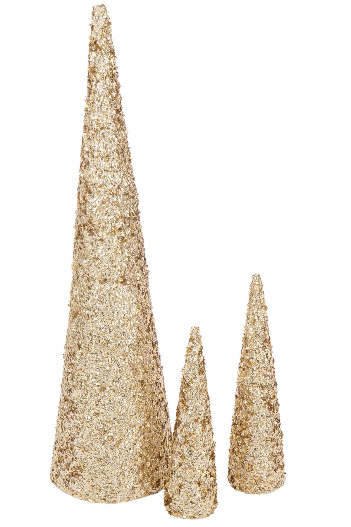 J-Line decoratie Kegel Pailletten Schuim - kunststof - goud - L