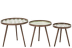 J-Line Ronde salontafels - rubberhout - olijfgroen - set van 3