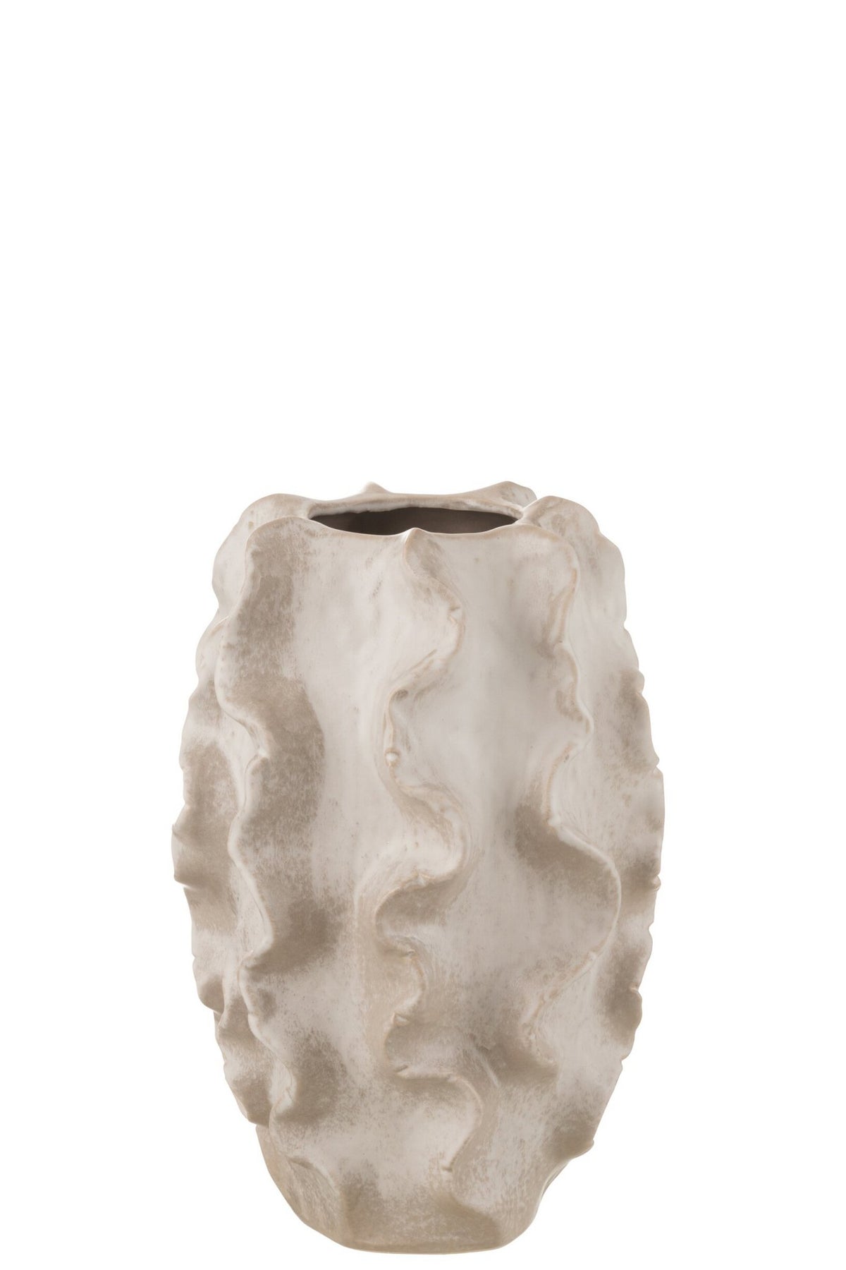 J-Line vaas Abstract Golven - klei - beie - small - 37.5 cm hoog