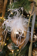 Kerstbal Set van 4 Ø 10 cm Goudkleurig Wit Glas Kerstboomversiering