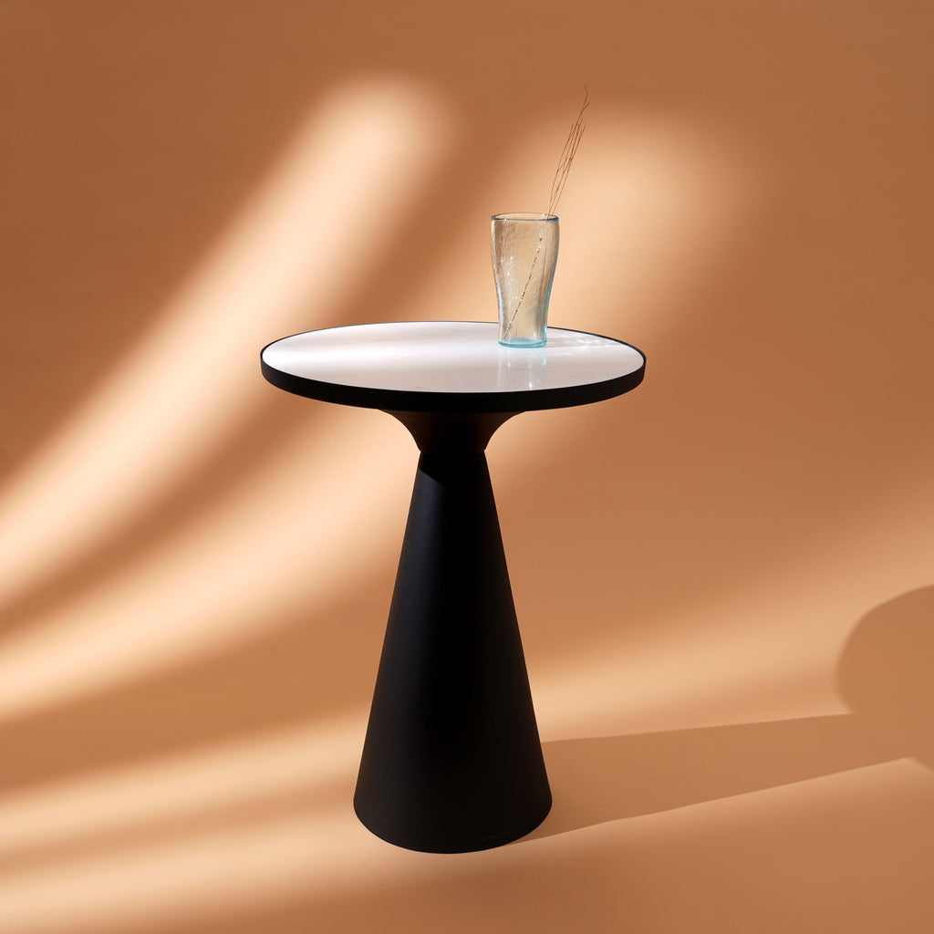 Ronde marmeren kegeltafel - Zwart metaal - Eigentijdse stijl