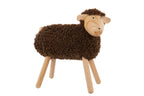 J-Line decoratie Schaap - hout/kunstbont - naturel/donkerbruin - L