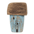 Decoratie Beeld Huis 10 cm Blauw Bruin Hout
