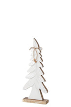 J-Line Dennenboom met strik - mangohout - naturel/wit - small
