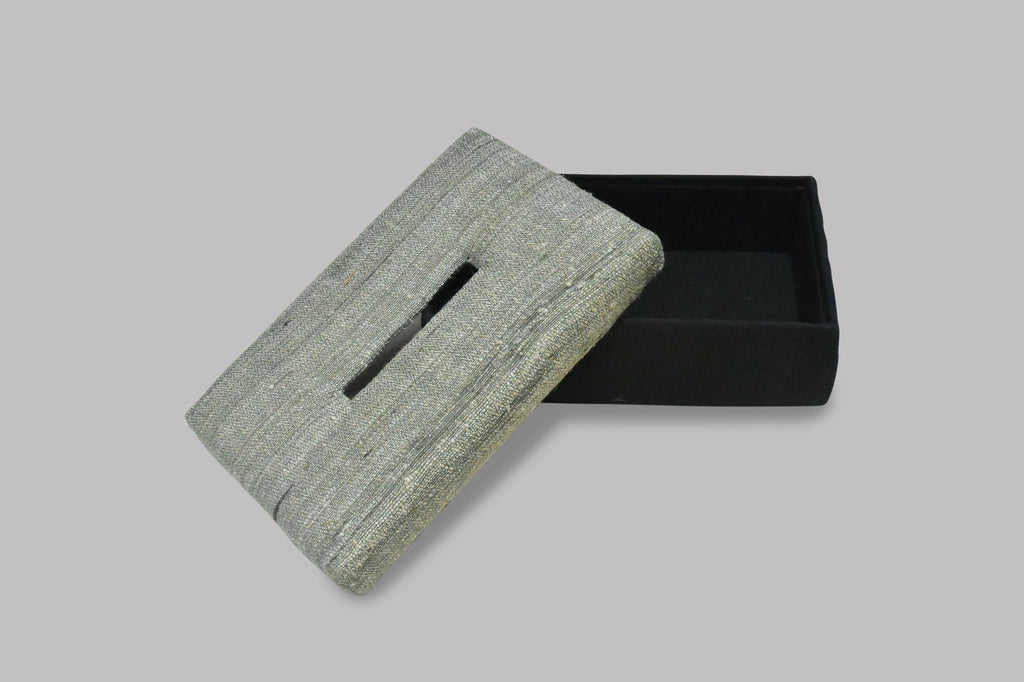 Handgeweven Ghicha Zijden Tissue Box - Visgraatpatroon