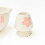 Gardehouder | Keramische handgemaakte Matcha-gardeset | Roze bloem