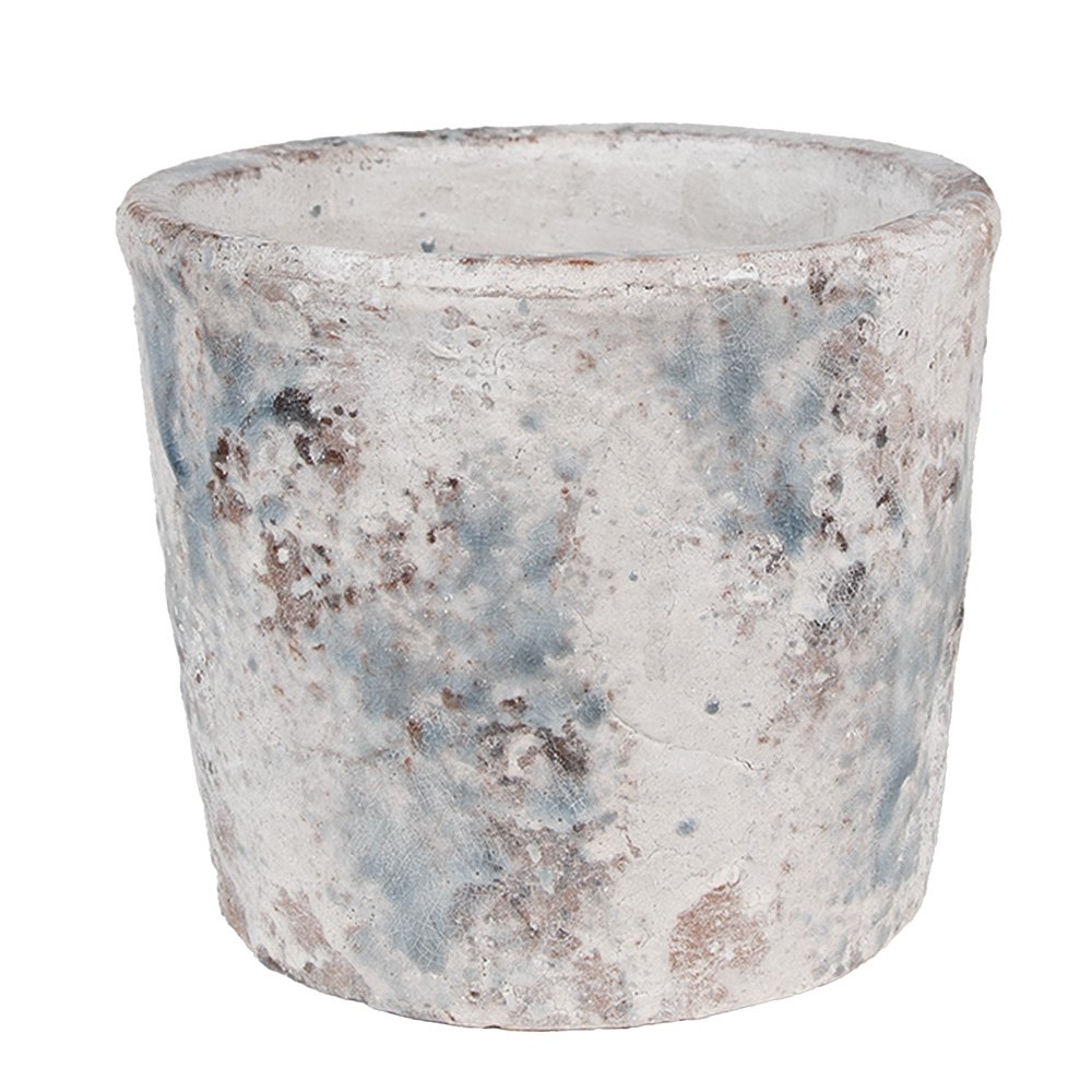Bloempot Ø 18x15 cm Wit Blauw Terracotta