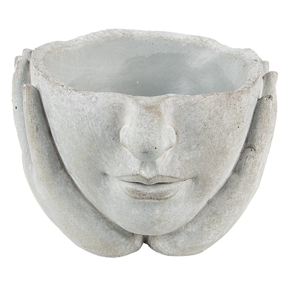 Bloempot Hoofd Ø 11x11 cm Grijs Steen plantenpot