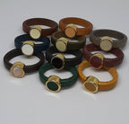Leren ringen emaille ronde setting (10 stuks)