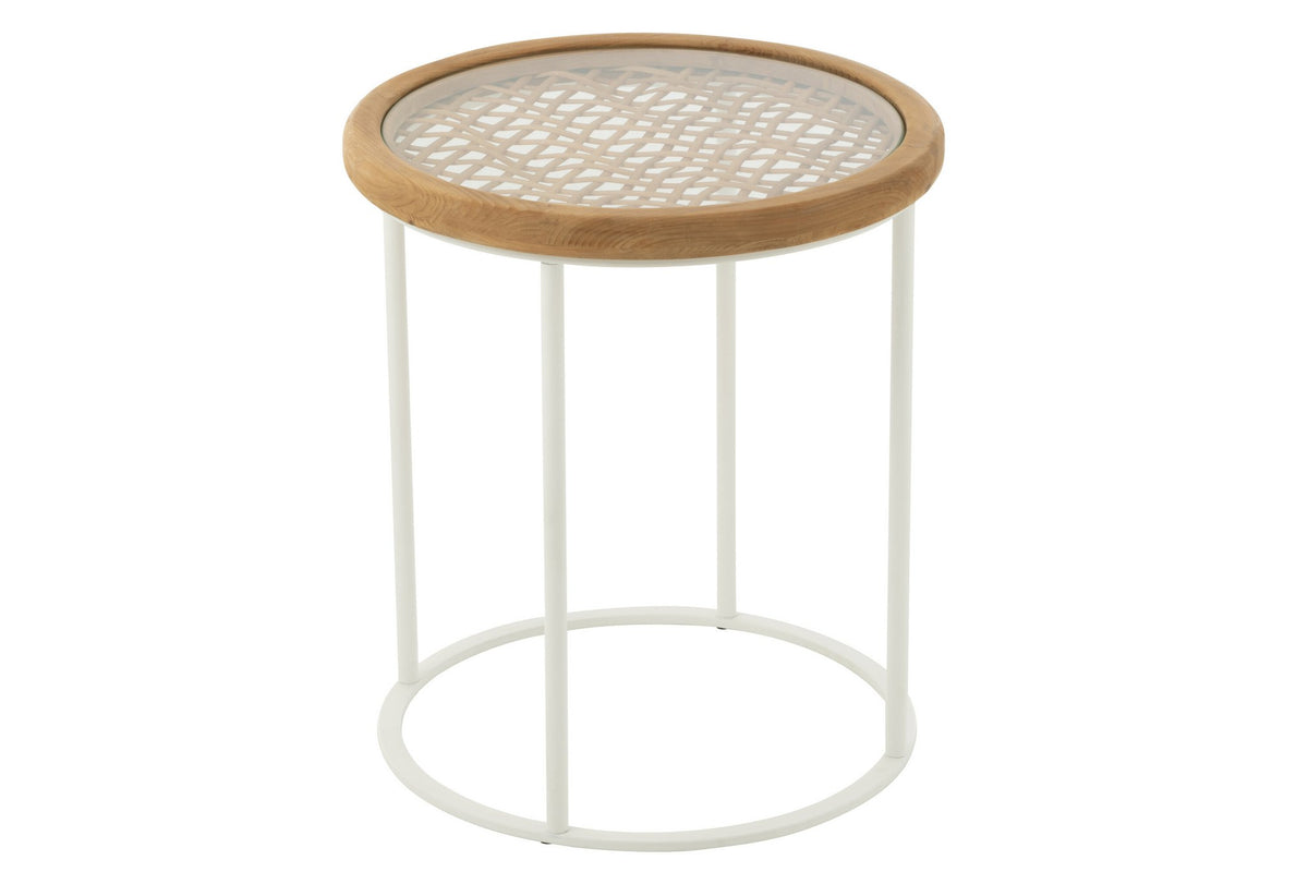 J-Line Bijzettafel Mati Sparhout/Metaal Naturel/Wit