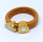 Fancy leren ringen Swarovski & emaille (set van 12 stuks)