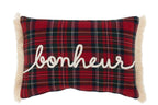 J-Line kussen Ruit Bonheur - polyester - rood/groen
