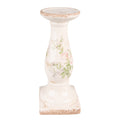 Kandelaar 30 cm Roze Beige Keramiek Bloemen Kaarsenstandaard