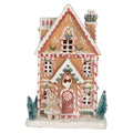 Gingerbread house met LED 17x12x25 cm Bruin Kunststof