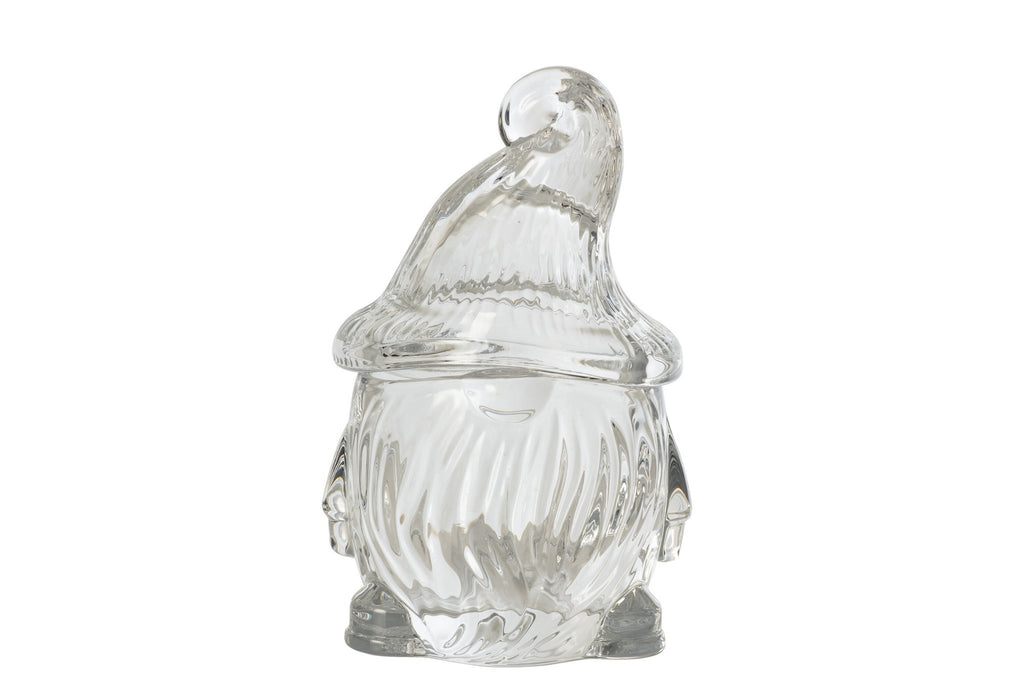 J-Line Decoratieve pot met kerstman - glas - transparant