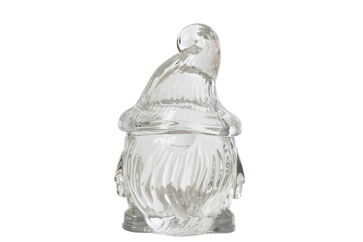 J-Line Decoratieve pot met kerstman - glas - transparant