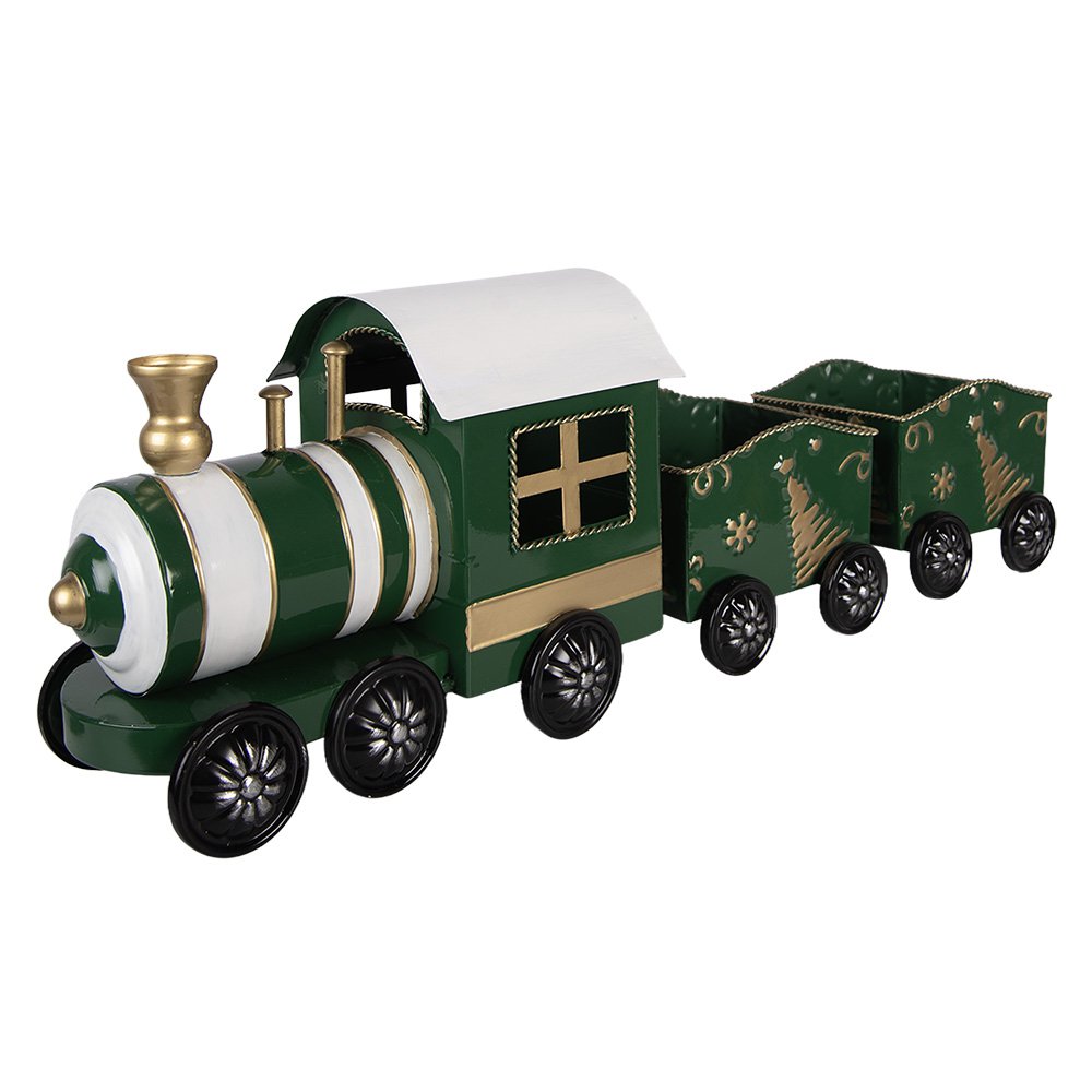 Kerstdecoratie Beeld Trein 60x14x20 cm Groen Metaal