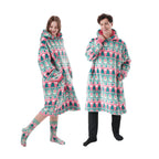 Textino Jolly Santa - Hoodie 70x110 cm - Volwassenen - Kerstmis - Geranium Roze - Roze