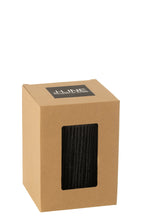 J-Line lamp Cilinder - metaal/katoen - zwart - small - LED lichtjes