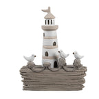 Decoratie Beeld Vuurtoren 10x4x12 cm Wit Bruin Kunststof