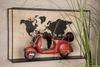 Wandrek 46x10x28 cm Zwart Bruin MDF Wereldkaart Wandplank