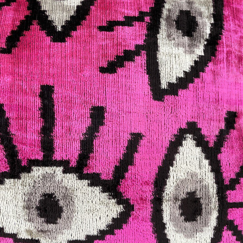 Velvet Ikat Kussen Eye Pink 60x40 cm