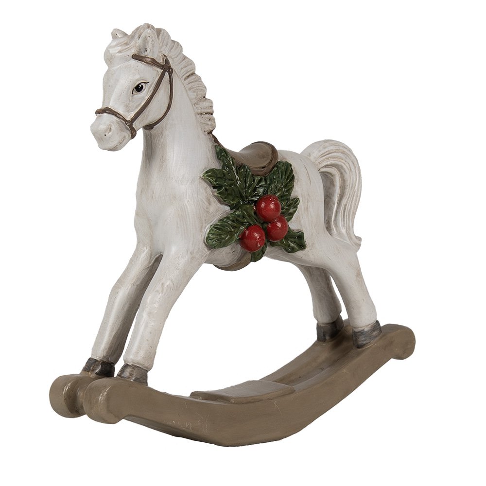 Decoratie Beeld Hobbelpaard 16 cm Wit Polyresin