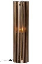 J-Line Geribbelde vloerlamp - mangohout - donkerbruin