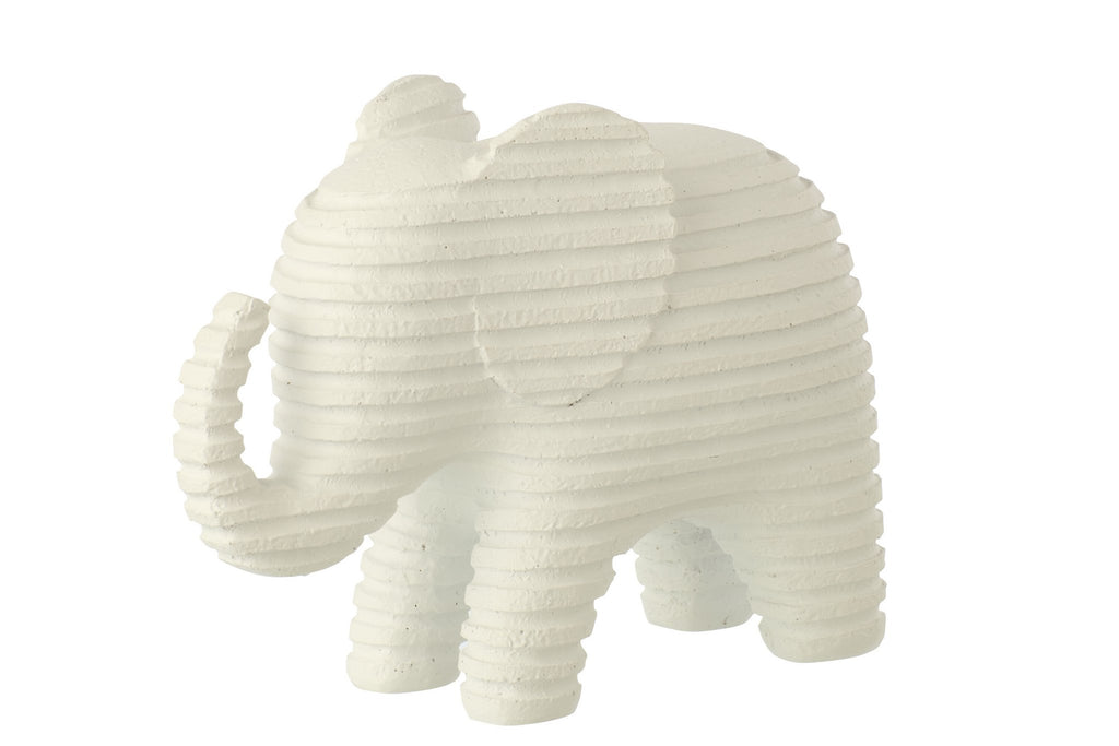 J-Line decoratie Olifant Gestreept - polyresin - wit - L