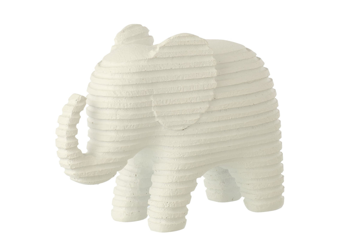 J-Line decoratie Olifant Gestreept - polyresin - wit - L