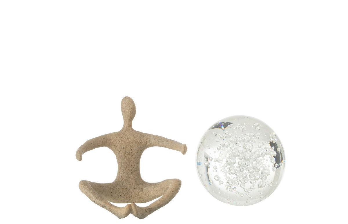 J-Line Beeld Bal Resin/Kristal Beige