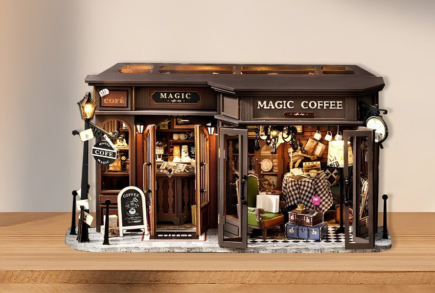 Cutebee, 3D DIY Huisje, Magic Coffee Shop, F041-B, 28,6x13,5x14,5cm