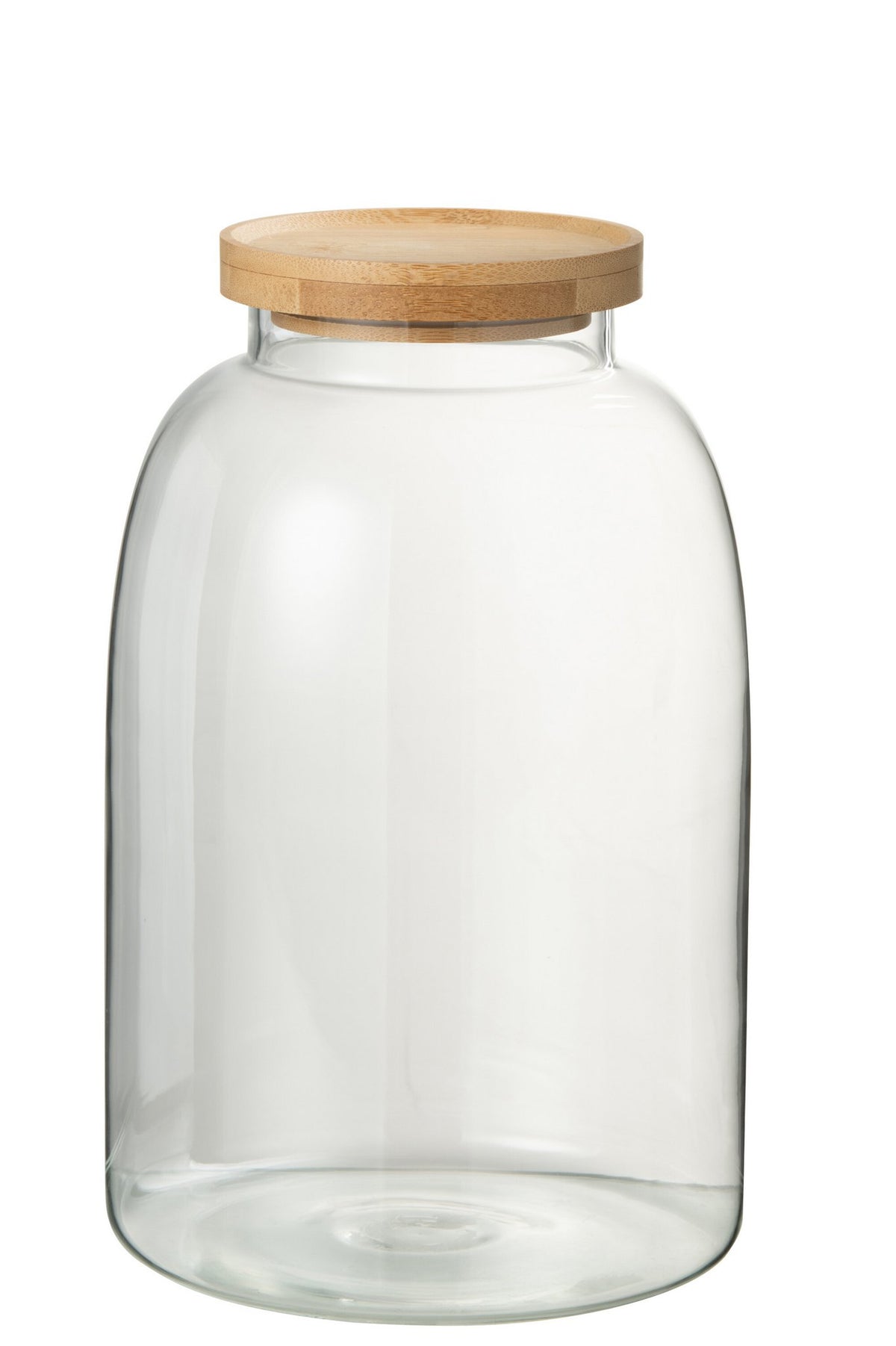 J-Line voorraadpot Tom - glas/bamboe - transparant/naturel - large